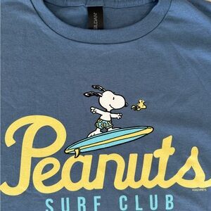 Peanuts Surf Club Hawaii XL Kids Tee/Small adult - Blue and Yellow